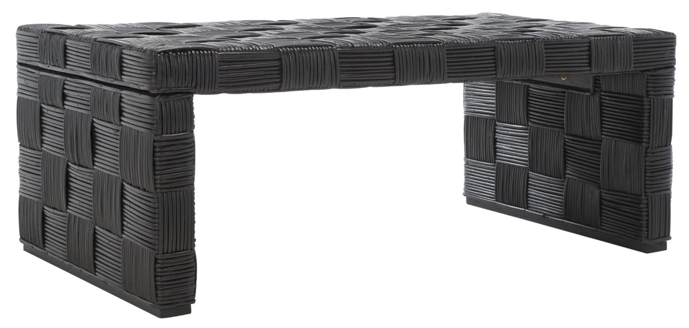 Safavieh Adkin Rattan Coffee Table - Coastal-Chic Design With British Colonial Charm For Elegant Living Spaces Black / Kubu WIK6503C
