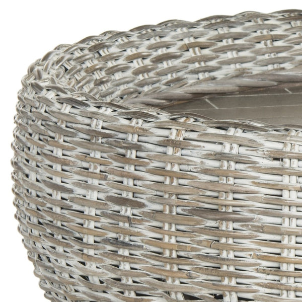 Safavieh Alley Wood Top Coffee Table - Modern Mango Wood With Kubu Rattan, Ideal For Coastal And Scandinavian Decor Grey WIK6504A