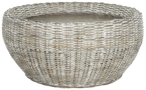 Safavieh Alley Wood Top Coffee Table - Modern Mango Wood With Kubu Rattan, Ideal For Coastal And Scandinavian Decor Grey WIK6504A
