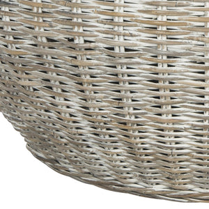 Safavieh Alley Wood Top Coffee Table - Modern Mango Wood With Kubu Rattan, Ideal For Coastal And Scandinavian Decor Grey WIK6504A