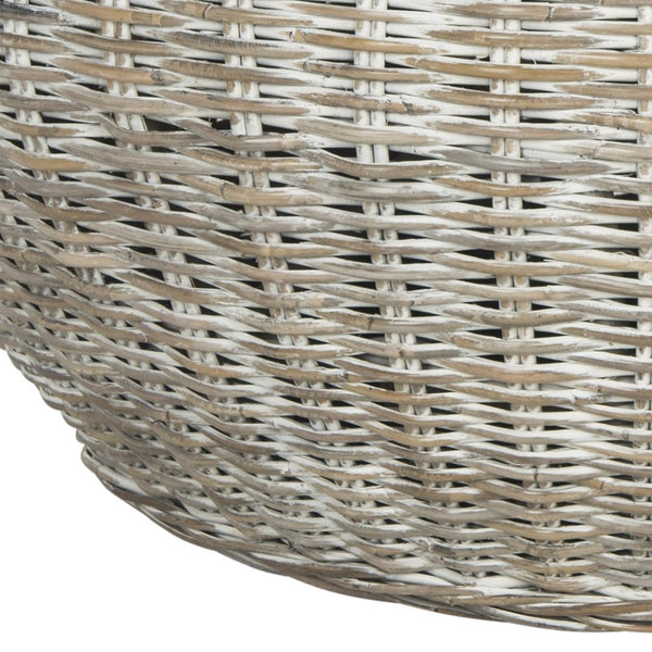 Safavieh Alley Wood Top Coffee Table - Modern Mango Wood With Kubu Rattan, Ideal For Coastal And Scandinavian Decor Grey WIK6504A