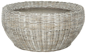 Safavieh Alley Wood Top Coffee Table - Modern Mango Wood With Kubu Rattan, Ideal For Coastal And Scandinavian Decor Grey WIK6504A