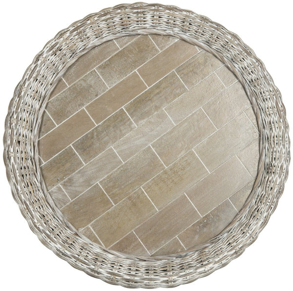 Safavieh Alley Wood Top Coffee Table - Modern Mango Wood With Kubu Rattan, Ideal For Coastal And Scandinavian Decor Grey WIK6504A