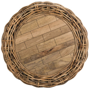 Safavieh Alley Wood Top Coffee Table - Modern Mango Wood With Kubu Rattan, Ideal For Coastal And Scandinavian Decor Brown WIK6504B