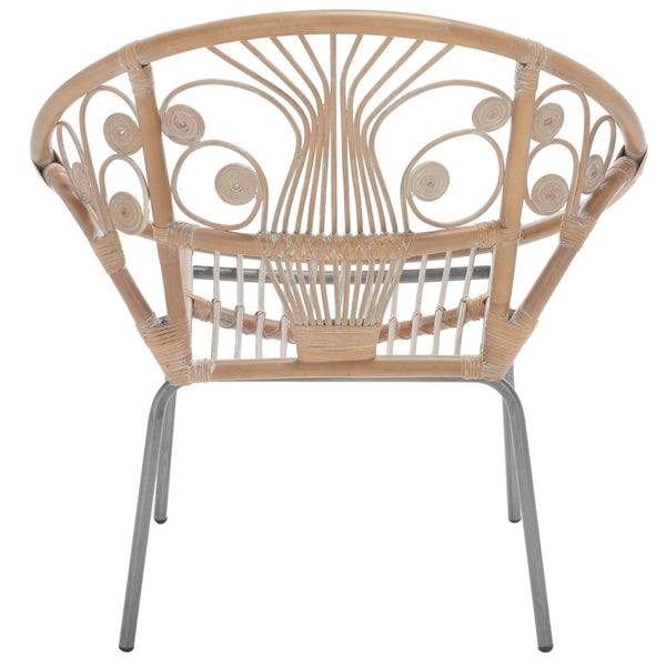 Safavieh Carlson Rattan Accent Chair - Elegant Curved Design With Floral Details For Stylish Living Spaces WIK6505A