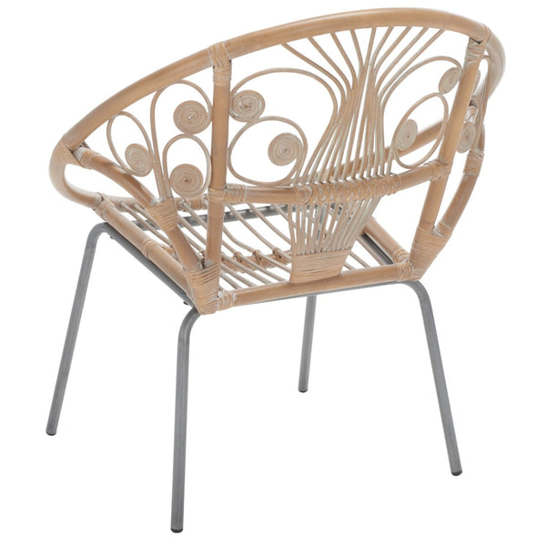 Safavieh Carlson Rattan Accent Chair - Elegant Curved Design With Floral Details For Stylish Living Spaces WIK6505A