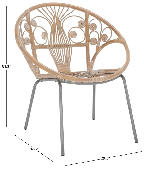 Safavieh Carlson Rattan Accent Chair - Elegant Curved Design With Floral Details For Stylish Living Spaces WIK6505A