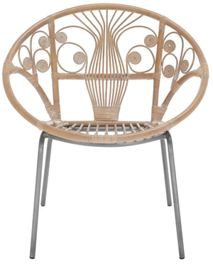 Safavieh Carlson Rattan Accent Chair - Elegant Curved Design With Floral Details For Stylish Living Spaces WIK6505A