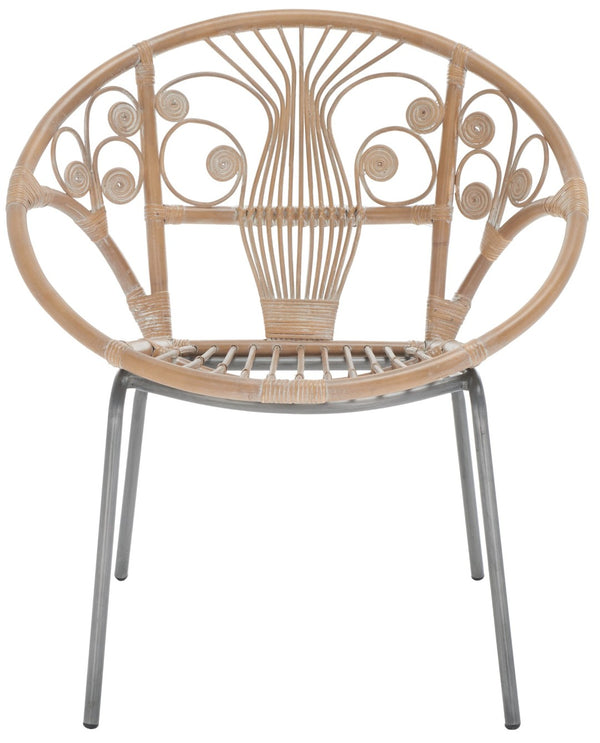 Safavieh Carlson Rattan Accent Chair - Elegant Curved Design With Floral Details For Stylish Living Spaces WIK6505A