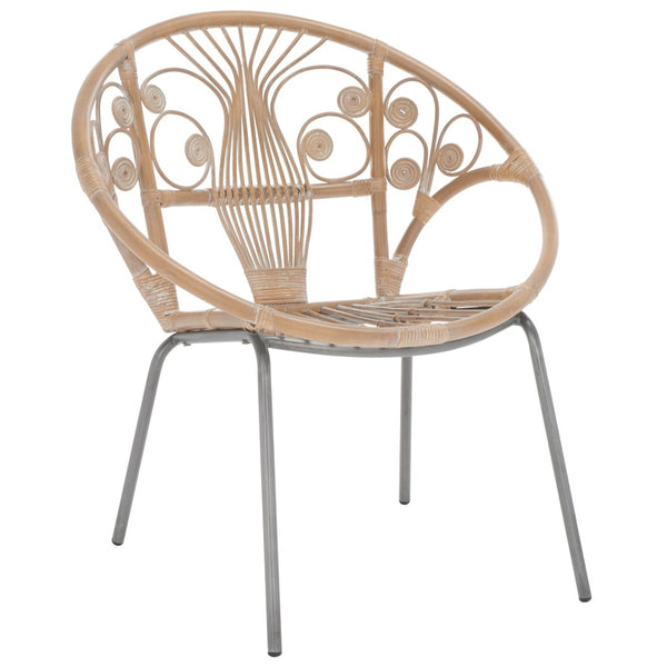 Safavieh Carlson Rattan Accent Chair - Elegant Curved Design With Floral Details For Stylish Living Spaces WIK6505A