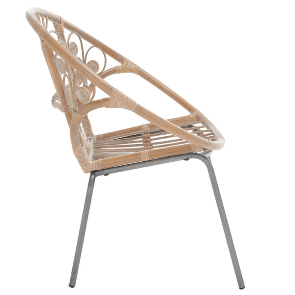 Safavieh Carlson Rattan Accent Chair - Elegant Curved Design With Floral Details For Stylish Living Spaces WIK6505A