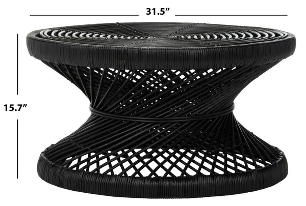 Safavieh Grimson Large Bowed Coffee Table - Artisan-Inspired Modern Design For Contemporary Living Spaces Black WIK6507A