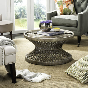 Safavieh Grimson Large Bowed Coffee Table - Artisan-Inspired Modern Design For Contemporary Living Spaces Grey WIK6507B