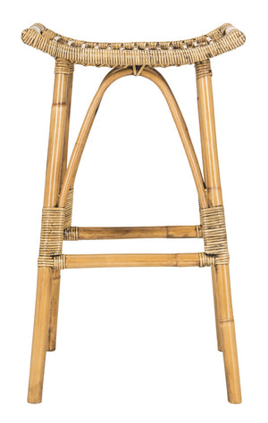 Safavieh Leda Rattan Bar Stool - Tropical Elegance For Kitchen Islands And Home Bars With Natural Texture Brown WIK6511A