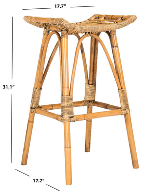 Safavieh Leda Rattan Bar Stool - Tropical Elegance For Kitchen Islands And Home Bars With Natural Texture Brown WIK6511A