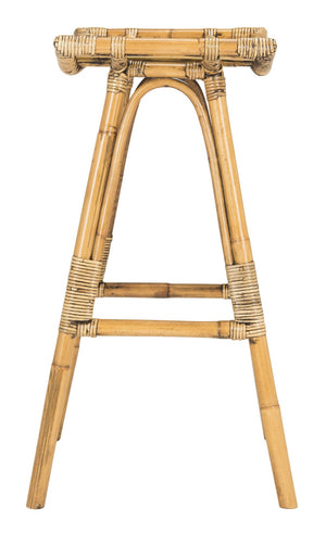 Safavieh Leda Rattan Bar Stool - Tropical Elegance For Kitchen Islands And Home Bars With Natural Texture Brown WIK6511A