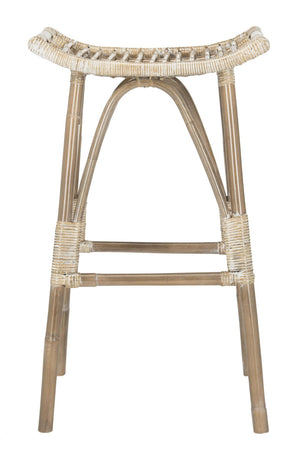 Safavieh Leda Rattan Bar Stool - Tropical Elegance For Kitchen Islands And Home Bars With Natural Texture White / Grey WIK6511B