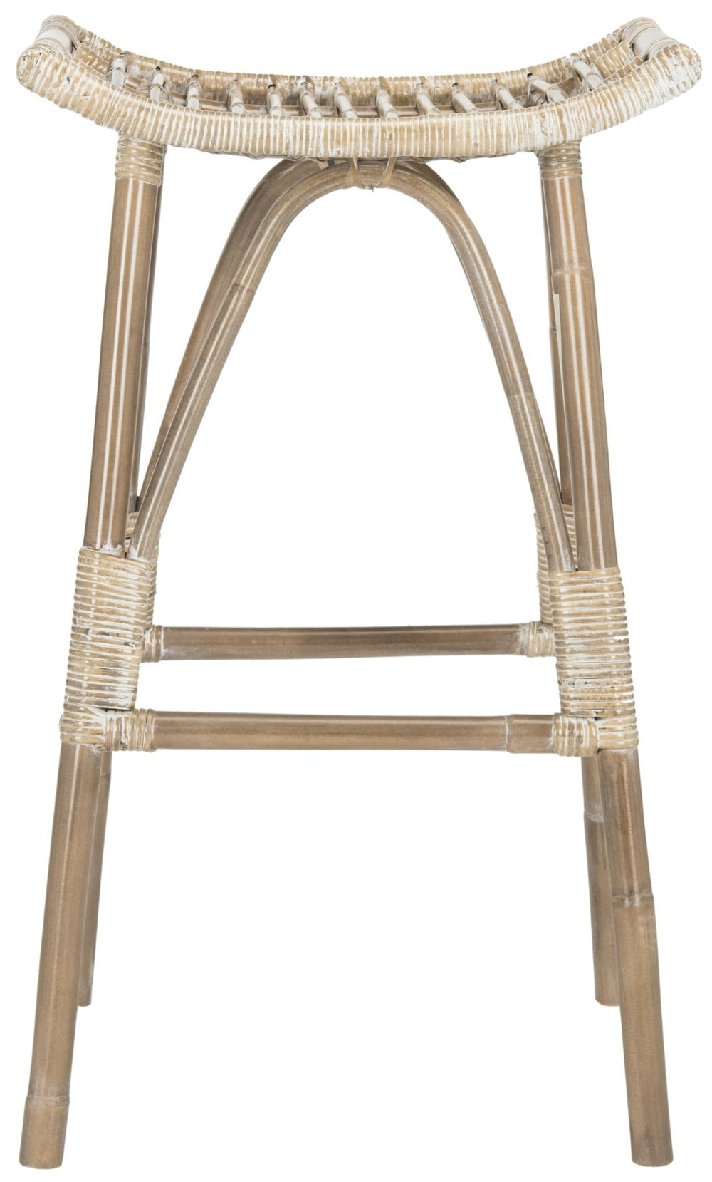 Safavieh Leda Rattan Bar Stool - Tropical Elegance For Kitchen Islands And Home Bars With Natural Texture White / Grey WIK6511B