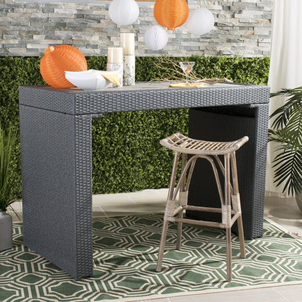 Safavieh Leda Rattan Bar Stool - Tropical Elegance For Kitchen Islands And Home Bars With Natural Texture White / Grey WIK6511B