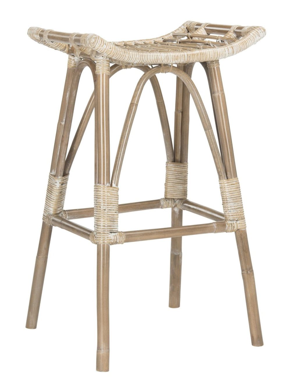Safavieh Leda Rattan Bar Stool - Tropical Elegance For Kitchen Islands And Home Bars With Natural Texture White / Grey WIK6511B