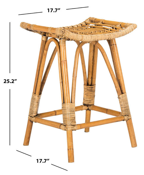 Safavieh Leda Rattan Counter Stool - Stylish Natural Seating For Modern Kitchens And Dining Areas, Durable Design Brown WIK6512A