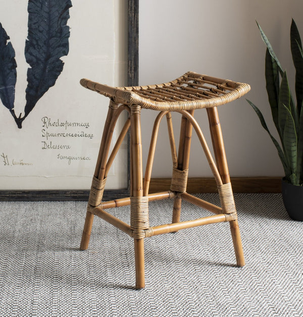 Safavieh Leda Rattan Counter Stool - Stylish Natural Seating For Modern Kitchens And Dining Areas, Durable Design Brown WIK6512A