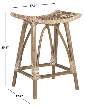 Safavieh Leda Rattan Counter Stool - Stylish Natural Seating For Modern Kitchens And Dining Areas, Durable Design White / Grey WIK6512B