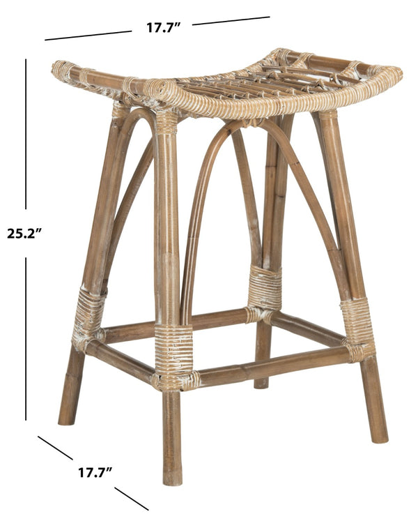 Safavieh Leda Rattan Counter Stool - Stylish Natural Seating For Modern Kitchens And Dining Areas, Durable Design White / Grey WIK6512B