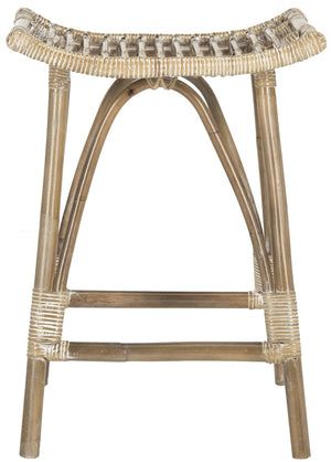 Safavieh Leda Rattan Counter Stool - Stylish Natural Seating For Modern Kitchens And Dining Areas, Durable Design White / Grey WIK6512B