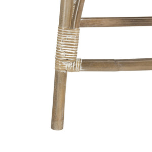 Safavieh Leda Rattan Counter Stool - Stylish Natural Seating For Modern Kitchens And Dining Areas, Durable Design White / Grey WIK6512B