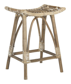 Safavieh Leda Rattan Counter Stool - Stylish Natural Seating For Modern Kitchens And Dining Areas, Durable Design White / Grey WIK6512B
