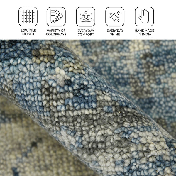 Amer Rugs Willow Hand-knotted Geometric Pattern Area Rug In Luxurious Wool For Modern Home Décor Elegance Light Blue Wool Wil10203