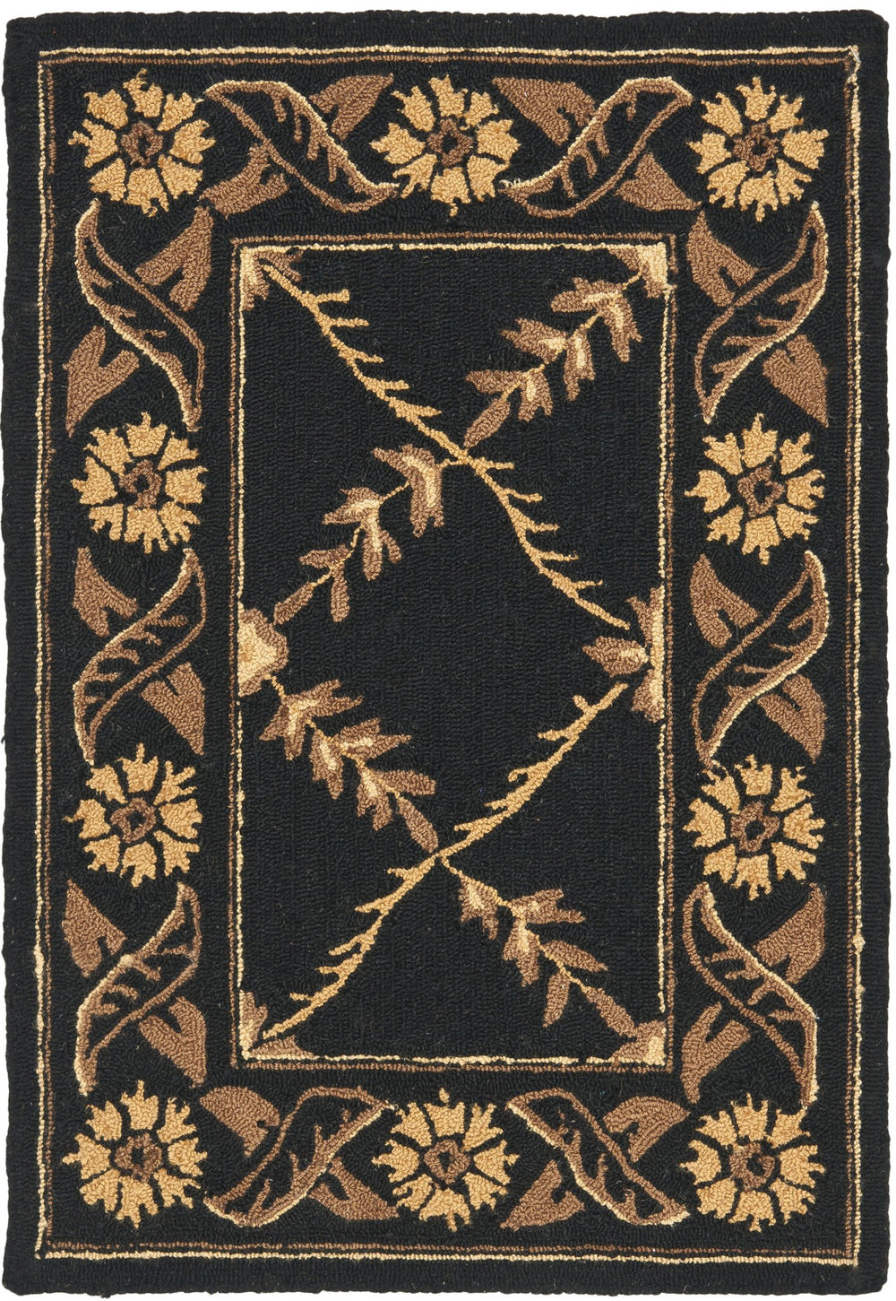 Safavieh Wilton Hand-tufted Luxurious Black Area Rug With Floral Motifs For Elegant Home Decor, 1'8"X2'6" Black New Zealand Wool Wil324b-2
