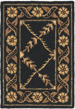 Safavieh Wilton Hand-tufted Luxurious Black Area Rug With Floral Motifs For Elegant Home Decor, 1'8"X2'6" Black New Zealand Wool Wil324b-2
