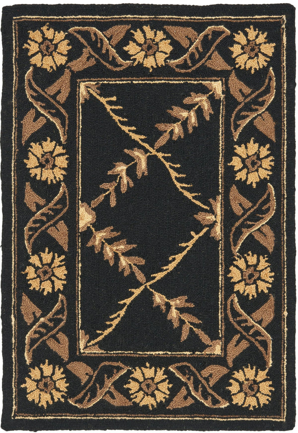 Safavieh Wilton Hand-tufted Luxurious Black Area Rug With Floral Motifs For Elegant Home Decor, 1'8"X2'6" Black New Zealand Wool Wil324b-2