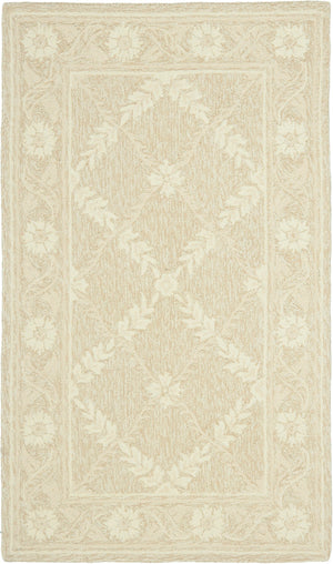 Safavieh Wilton Luxurious Hand-tufted Area Rug With Botanical Motifs For Elegant Home Décor And Comfort Taupe ,Ivory New Zealand Wool Wil324c-4r