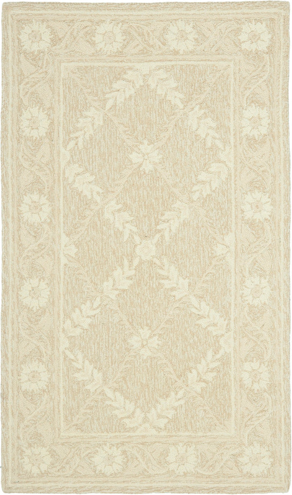 Safavieh Wilton Luxurious Hand-tufted Area Rug With Botanical Motifs For Elegant Home Décor And Comfort Taupe ,Ivory New Zealand Wool Wil324c-4r