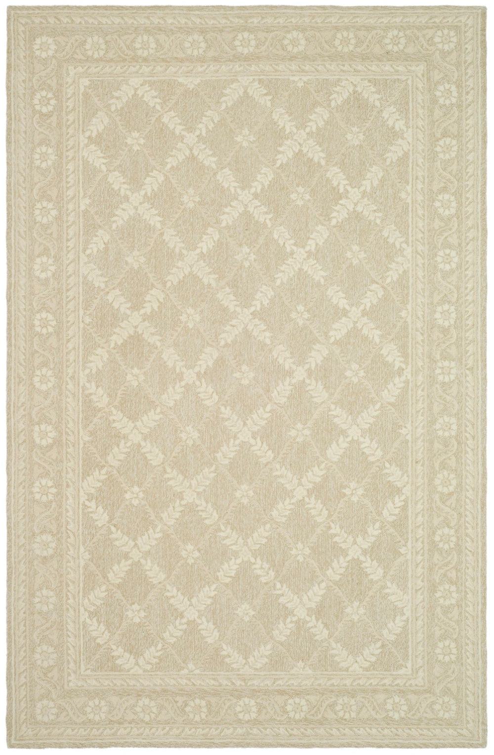 Safavieh Wilton Luxurious Hand-tufted Area Rug With Botanical Motifs For Elegant Home Décor And Comfort Taupe ,Ivory New Zealand Wool Wil324c-4r