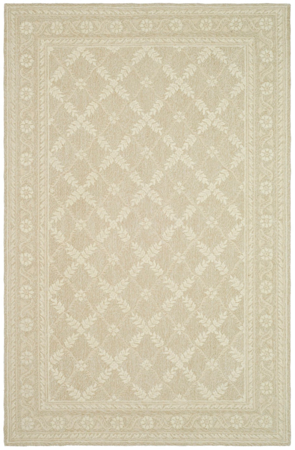 Safavieh Wilton Luxurious Hand-tufted Area Rug With Botanical Motifs For Elegant Home Décor And Comfort Taupe ,Ivory New Zealand Wool Wil324c-4r