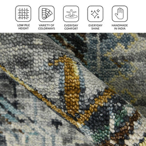 Amer Rugs Willow Hand-knotted Geometric Pattern Area Rug In Luxurious Wool For Modern Home Décor Elegance Indigo Wool Wil40203