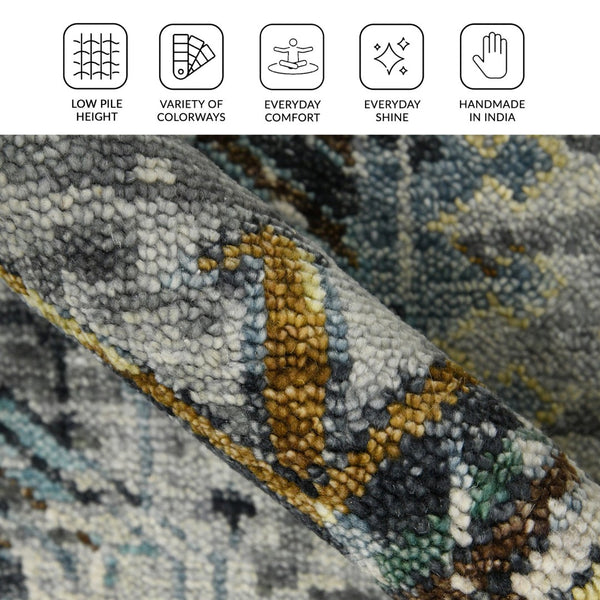 Amer Rugs Willow Hand-knotted Geometric Pattern Area Rug In Luxurious Wool For Modern Home Décor Elegance Indigo Wool Wil40203