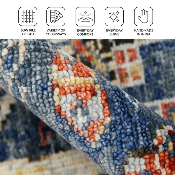 Amer Rugs Willow Hand-knotted Geometric Pattern Area Rug In Luxurious Wool For Modern Home Décor Elegance Navy Wool Wil50203