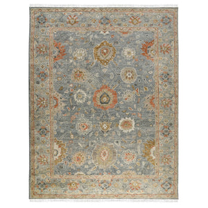 AMER Rugs Willow Nancy WIL-8 Hand-Knotted Handmade New Zealand Wool Traditional Floral Rug Gray 10' x 14'