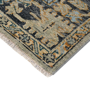 Amer Rugs Willow Hand-knotted Geometric Pattern Area Rug In Luxurious Wool For Modern Home Décor Elegance Beige,Aqua Wool Wil90203