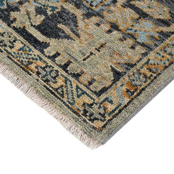 Amer Rugs Willow Hand-knotted Geometric Pattern Area Rug In Luxurious Wool For Modern Home Décor Elegance Beige,Aqua Wool Wil90203