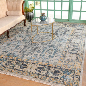 Amer Rugs Willow Hand-knotted Geometric Pattern Area Rug In Luxurious Wool For Modern Home Décor Elegance Beige,Aqua Wool Wil90203