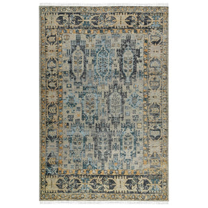 Amer Rugs Willow Hand-knotted Geometric Pattern Area Rug In Luxurious Wool For Modern Home Décor Elegance Beige,Aqua Wool Wil90203