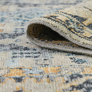 Amer Rugs Willow Hand-knotted Geometric Pattern Area Rug In Luxurious Wool For Modern Home Décor Elegance Beige,Aqua Wool Wil90203