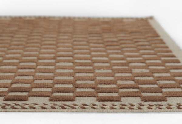 Momeni Willow WLO-1 Hand Woven Contemporary Check Indoor Rug Brown 10' x 14'