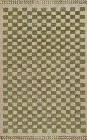 Momeni Willow WLO-1 Hand Woven Contemporary Check Indoor Rug Green 10' x 14'